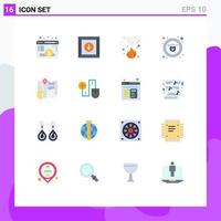 16 Thematic Vector Flat Colors and Editable Symbols of location gdpr fire security lock Editable Pack of Creative Vector Design Elements