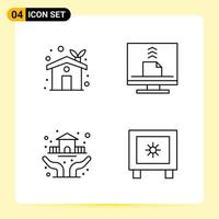 4 Creative Icons for Modern website design and responsive mobile apps 4 Outline Symbols Signs on White Background 4 Icon Pack Creative Black Icon vector background