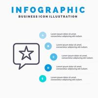 Chat Favorite Message Star Line icon with 5 steps presentation infographics Background vector