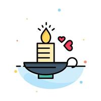 Candle Love Heart Wedding Abstract Flat Color Icon Template vector