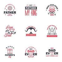 Happy fathers day greeting cards set 9 Black and Pink Vector typography lettering Usable for banners print You are the best dad text design Editable Vector Design Elements