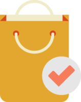 shopping bag and check mark illustration in minimal style png