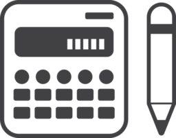 ilustração de calculadora e lápis em estilo minimalista png