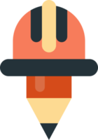 construction hat and pencil illustration in minimal style png