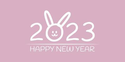 2023 Large numbers with cute bunny ears. Happy New Year vector
