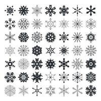 Snowflake set isolated on transparent background. vector