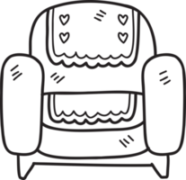 sillones y mantas dibujados a mano con ilustración de estampados de corazón png