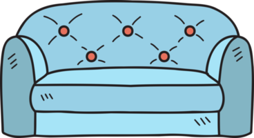 hand- getrokken sofa of bankstel illustratie png