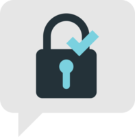 Text box with padlock and check mark illustration in minimal style png