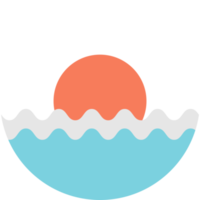 ilustração de sol e mar em estilo minimalista png