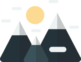 ilustración de montañas y sol en estilo minimalista png