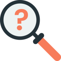 magnifying glass and question mark illustration in minimal style png