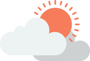 ilustración de sol y nubes en estilo minimalista png