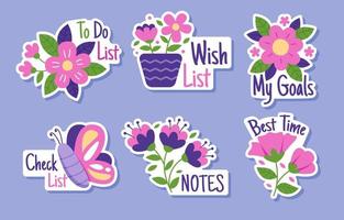 Spring Flower Sticker Set vector