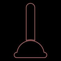 Neon toilet plunger sanitary tools household cleaning red color vector illustration image flat style