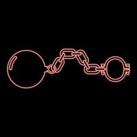 Neon shackles with ball red color vector illustration image flat style