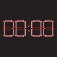 Neon digital clock face red color vector illustration image flat style