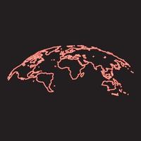 Neon map of world 3d effect surface red color vector illustration image flat style