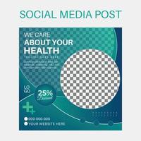 Medical healthcare service social media post template design vector