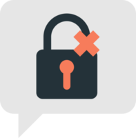 Text box with padlock and wrong sign illustration in minimal style png