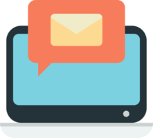 portátil con ilustración de mensajes de correo electrónico en estilo minimalista png