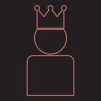 Neon king in crown red color vector illustration image flat style