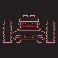 Neon car wash automatic red color vector illustration image flat style