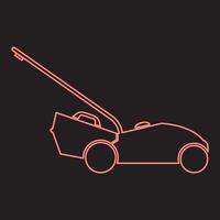 Neon lawn mower red color vector illustration image flat style