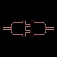 Neon socket and plug red color vector illustration image flat style