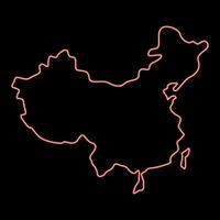 mapa de neón de china color rojo vector ilustración imagen estilo plano