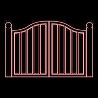 Neon old gate red color vector illustration image flat style