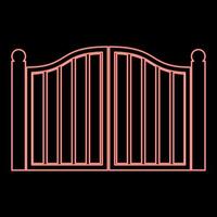 Neon old gate red color vector illustration image flat style