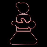 Neon mother holding baby on hand red color vector illustration image flat style