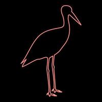 Neon stork ciconia red color vector illustration image flat style