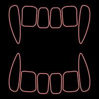Neon vampire's teeths red color vector illustration image flat style