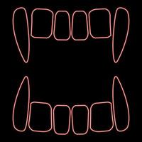 Neon vampire's teeths red color vector illustration image flat style