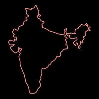 mapa de neón de india color rojo vector ilustración imagen estilo plano