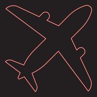 Neon airplane red color vector illustration image flat style