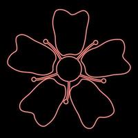 Neon flower sakura red color vector illustration image flat style
