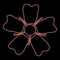 Neon flower sakura red color vector illustration image flat style