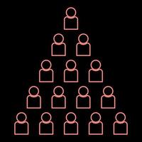 Neon people pyramid red color vector illustration image flat style