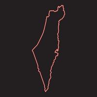 mapa de neón de israel color rojo vector ilustración imagen estilo plano