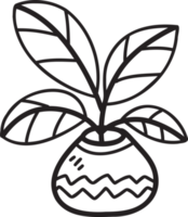 illustration de pot de plante motif vague dessiné à la main png
