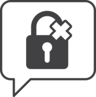 Text box with padlock and wrong sign illustration in minimal style png