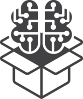 box and brain illustration in minimal style png