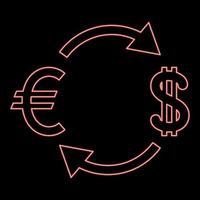 Neon currency exchange red color vector illustration image flat style