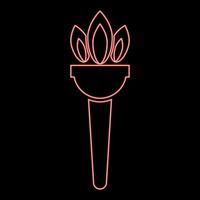 Neon torch flambeau red color vector illustration image flat style