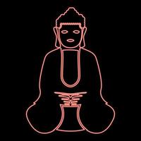 Neon buddha red color vector illustration image flat style