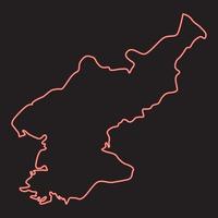 Neon map of north korea red color vector illustration image flat style