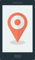 Smartphones and location pins illustration in minimal style png